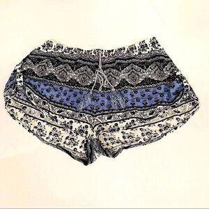 Women’s Blue Flowy Boho Beach Shorts